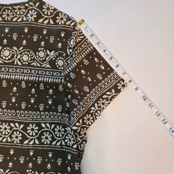 NWT North Crest Women’s Plus 1X Short Sleeve Tee Ivy Green & Cream Floral Print - Picture 6 of 8